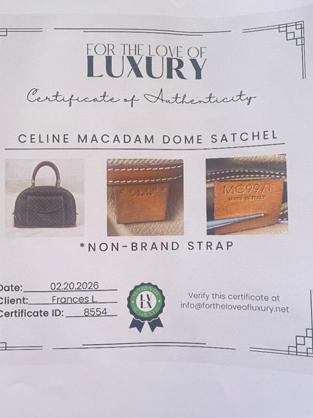 CELINE PARIS STUNNING VTG Macadam Brown Dome Satchel MC99/1 GUC W/COA - Picture 2 of 16